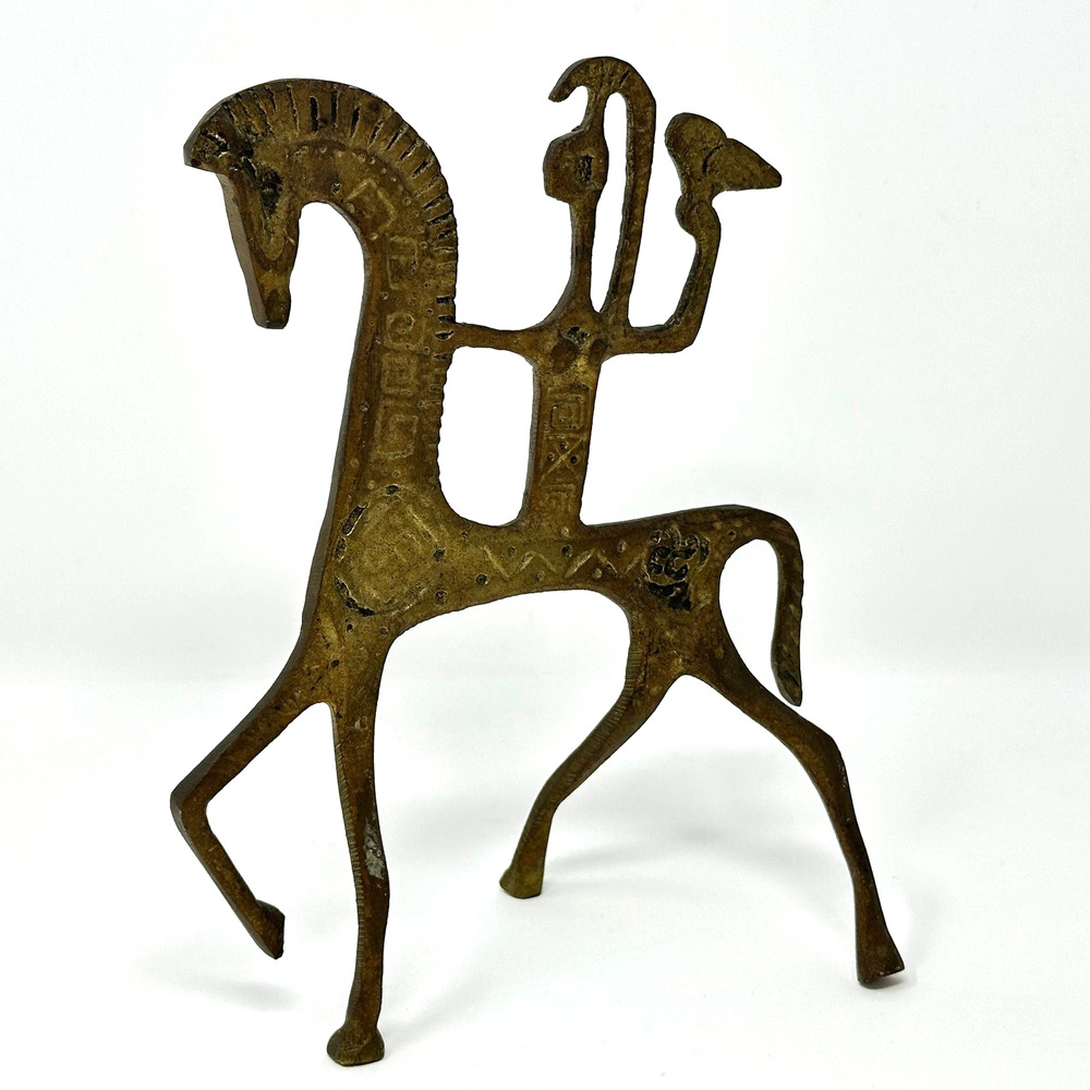 Weinberg Style Etruscan Horse & Rider Owl Figure 7" Sculpture Eclectic MCM Decor
